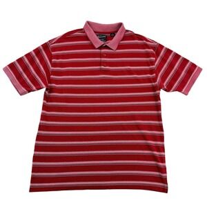 Austin Golf Mens XXL Red Striped Cool Skin Moisture Wicking Polo Shirt Short Slv